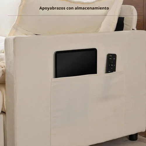 Vista 8 de Sofá modular modular de 108 pulgadas, en forma de U, moderno y cómodo, con otomana y almohadas móviles, sofás de asiento profundo para sala de Beige
