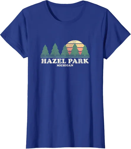 Vista 38 de Hazel Park MI - Camiseta vintage con diseño retro de los años 70, Azul / Patchwork, S
