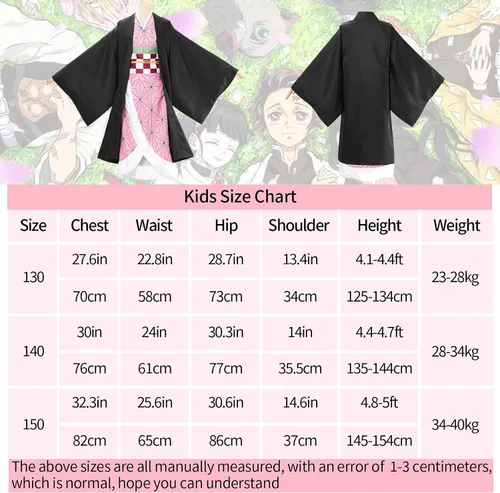 Vista 7 de Kamado Anime Cosplay Costume Kimono Outfit, Anime Costume Kids Halloween Costume, Halloween Costume for Boys Girls