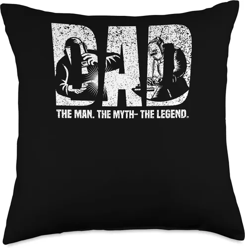Vista 4 de Welder Dad The Man Myth Legend Flame Metalsmith Fabricator Throw Pillow