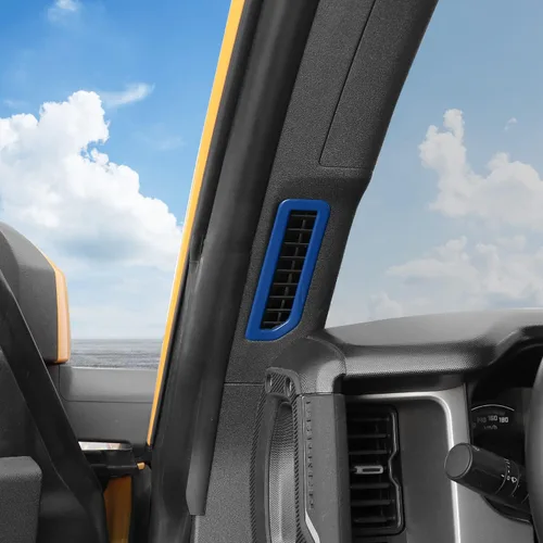 Vista 2 de Cubierta de anillo de ventilación interior para Ford Bronco 2021 2022 + 2/4 puertas (ABS, 2 piezas/juego, azul)