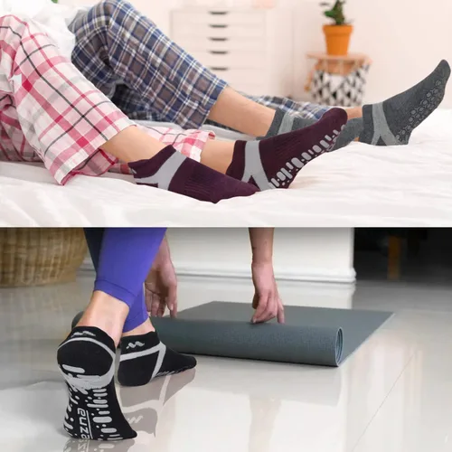 Vista 11 de Muezna Calcetines de yoga antideslizantes para mujer, antideslizantes, para pilates, barras, calcetines de hospital con agarres, talla 5-10