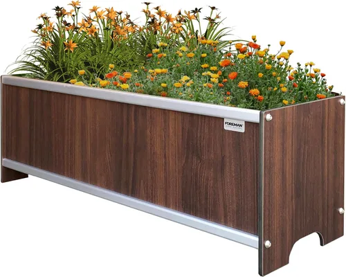 Vista 12 de Cama de jardín elevada (36 x 12 x 14 pulgadas) resistente a la intemperie, maceta para exteriores con drenaje para camas de verduras, jardinería