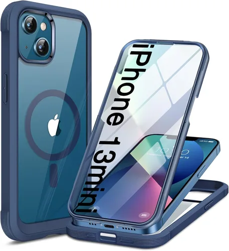 Vista 105 de Miracase - Funda magnética para iPhone 13 Pro Max de 6.7 pulgadas (compatible con MagSafe), transparente, completo, protector de pantalla de vidrio