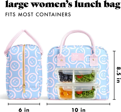 Vista 3 de Fit & Fresh - Lonchera Bloomington para mujeres - Lonchera grande aislada para el trabajo con contenedores, resistente a fugas, resistente a Bubble
