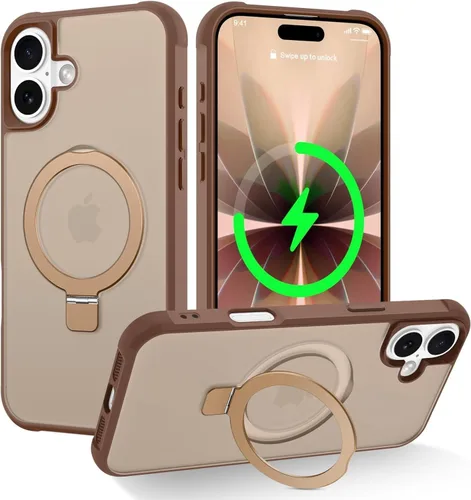 Vista 64 de CHAOFEnG Funda magnética compatible con iPhone 11 con soporte, prueba de caídas de grado militar, compatible con imán, anillo translúcido, parte