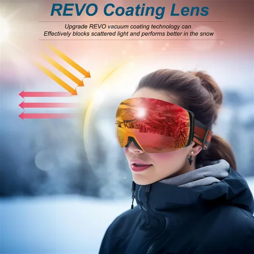 Vista 5 de FEISEDY Over-Glasses Ski/Snowboard Goggles for Men Women Youth B0020 Revoblue Vlt 16%