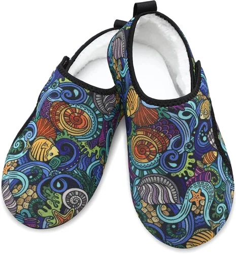 Vista 6 de L-RUN - Pantuflas de casa para mujeres y hombres, para interiores y exteriores, zapatos para el hogar, pantuflas cálidas y antideslizantes