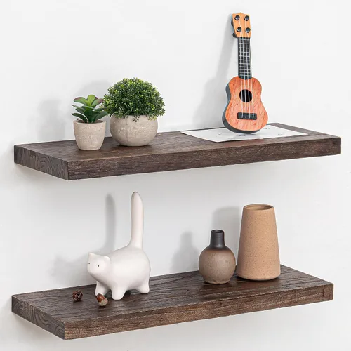 Vista 32 de Estantes flotantes para decoración de pared, estantes rústicos de madera recuperada de 24 x 8 pulgadas, estantes de montaje en pared resistentes