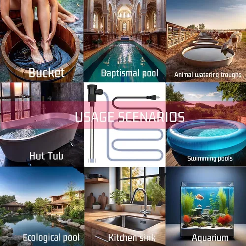 Vista 7 de Calentador de agua de inmersión de 240 V y 3000 W para piscina y bañera de hidromasaje, calentador sumergible eléctrico portátil con control