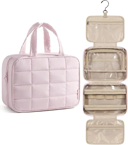 Vista 12 de Bolsa de viaje para artículos de aseo personal BAGSMART con organizador para joyas, bolsa de viaje colgante para artículos de tocador, organizador