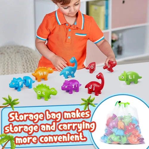 Vista 6 de Kasfalci Juguetes de aprendizaje del alfabeto, juguetes de dinosaurio para niños, aprendizaje ABC para niños pequeños, juego de letras a juego