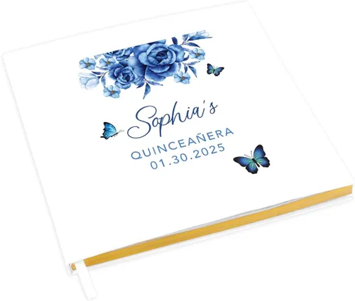 Vista 9 de Andaz Press Libro de invitados de quinceañera personalizado con detalles dorados, 120 páginas de 8.5 x 8.5 pulgadas, álbum de fotos de tapa dura