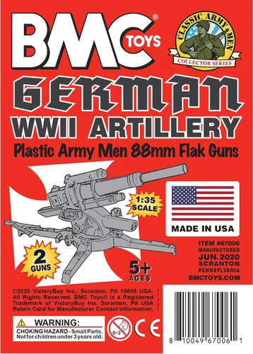 Vista 6 de BMC Classic WW2 Alemán 3.465 in Artillería - 2 piezas de plástico gris ejército hombres accesorios