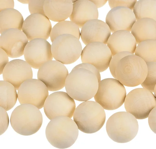 Vista 7 de uxcell 100 bolas redondas de madera maciza de 0.236 in de diámetro, cuentas de madera maciza sin terminar, pequeñas bolas naturales