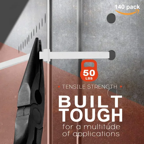 Vista 8 de Paquete de 140 soportes adhesivos para bridas de cables de 3/4 pulgadas con clips de alambre multiusos con orificio para tornillo, palo de anclaje