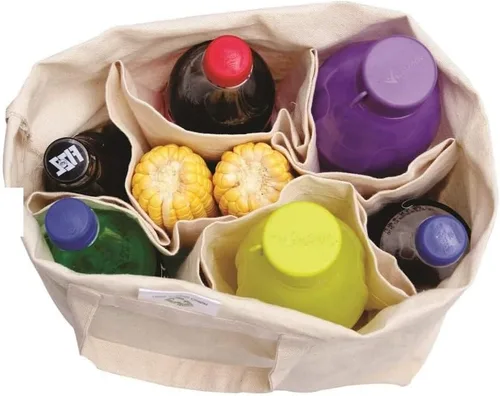 Vista 2 de Bolsa reutilizable de algodón 100% orgánico para compras de comestibles, frutas, almacenamiento de juguetes para niños y accesorios de cocina