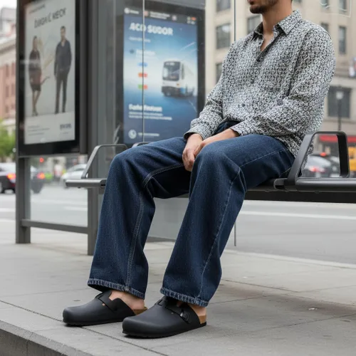 Vista 8 de CUSHIONAIRE Haze Zuecos para hombre, cómodos zuecos sin cordones para hombre con soporte de arco y plantilla de gamuza de corcho, zapatos perfectos
