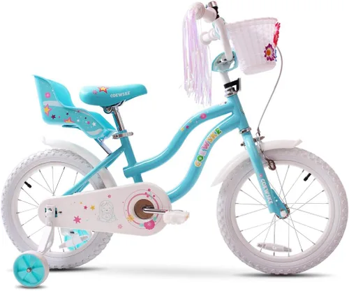 Vista 2 de Bicicleta infantil con marco de acero, estilo pequeña princesa, 12-14-16-18-20 pulgadas, con rueda de entrenamiento