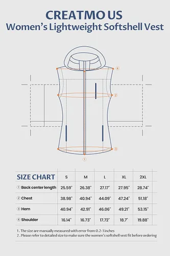Vista 7 de CREATMO US Chaleco Softshell ligero para mujer, chaqueta cortavientos sin mangas con capucha extraíble