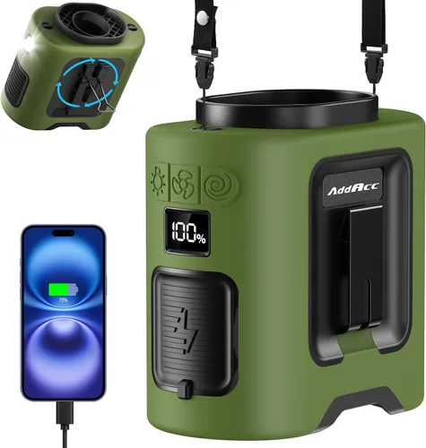 Vista 11 de Ventilador de cintura portátil, batería recargable de 14500 mAh, ventilador de cinturón de enfriamiento de 67 horas, velocidad potente, rotación