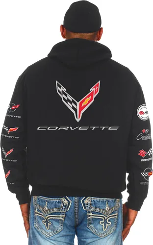 Vista 3 de JH DESIGN GROUP Chevy Corvette C8 Collage - Sudadera con capucha para hombre, color negro, Negro