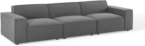 Vista 3 de Modway EEI-4112-CHA Restore - Sofá seccional de 3 piezas, color carbón
