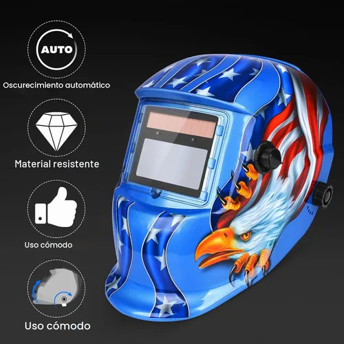 Vista 7 de Casco de Soldadura con Oscurecimiento Automático de Color Verdadero con Rango de Sombra Ajustable 4/9-13 para Máscara de Soldador TIG MIG ARC Azul