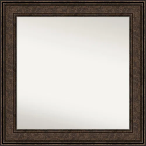 Vista 713 de Amanti Art Espejo de pared personalizado no biselado (25 x 25 pulgadas), marco de bronce acentuado, varios tamaños personalizados, espejo de baño