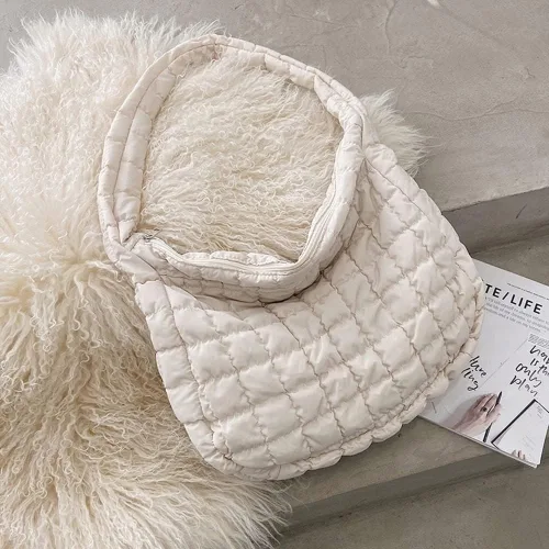 Vista 3 de Bolsas de mano acolchadas para mujer, ligeras, acolchadas, ligeras, de nailon, de algodón, acolchadas, grandes