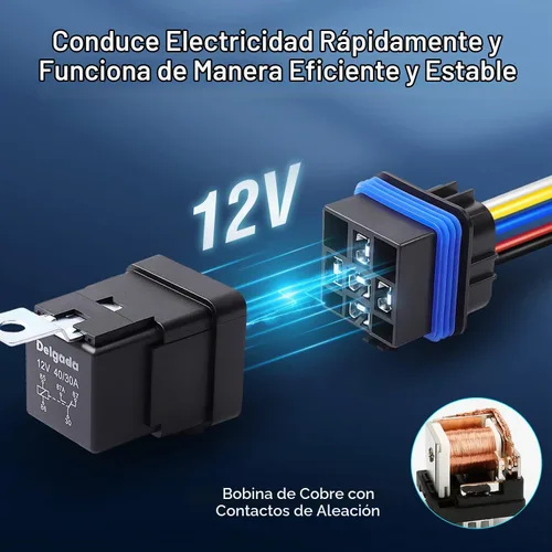 Vista 4 de Delgada Relé de 40/30 amperios 12 V impermeable para automóvil, 5 pines SPDT con juego de enchufes de arnés 14 AWG cables de cobre para barco