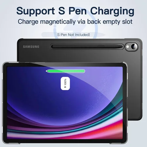 Vista 4 de JETech Funda para Samsung Galaxy Tab S9 11", color negro Slim Translucent Back Design, Tri-Fold Stand, Support S Pen Charging, Auto Wake/Sleep