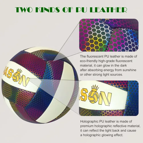 Vista 4 de Balones de voleibol, holográfico brillante, tamaño oficial 5, para interiores y exteriores, pelota de voleibol de playa para hombres y mujeres