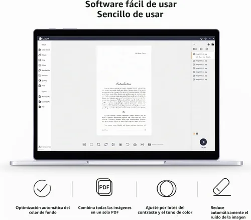 Vista 5 de CZUR Aura Pro - Escáner de libros portátil, escáner de documentos A3, tecnología de aplanamiento automático y eliminación de huellas dactilares, OCR