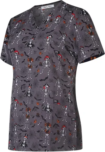 Vista 2 de Minty Mint Women's Halloween Medical Scrubs Top