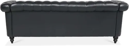 Vista 9 de Muebles de sofá Chesterfield de tela de 85 pulgadas, sofá tapizado con respaldo copetudo, brazo enrollable, sofá Chesterfield clásico para sala