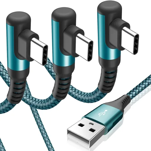 Vista 11 de sweguard Cable de carga USB tipo C en ángulo recto [2 unidades, 1.5 pies] 3.1A cable trenzado de nailon para iPhone 17, 16, 15 Pro Max Plus, iPhone