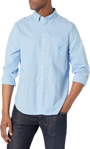 Vista 10 de Nautica - Camisa clásica para hombre, manga larga, con botones y elástica Índigo