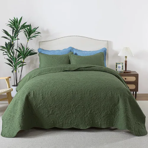 Vista 10 de HoneiLife Juego de ropa de cama tamaño Queen, juego de edredón de microfibra para cama Queen, colchas ligeras de 3 piezas, edredones reversibles