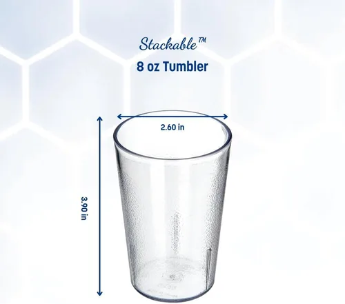 Vista 3 de Vasos de plástico Carlisle, apilables, resistentes a la rotura, sin BPA, Transparente