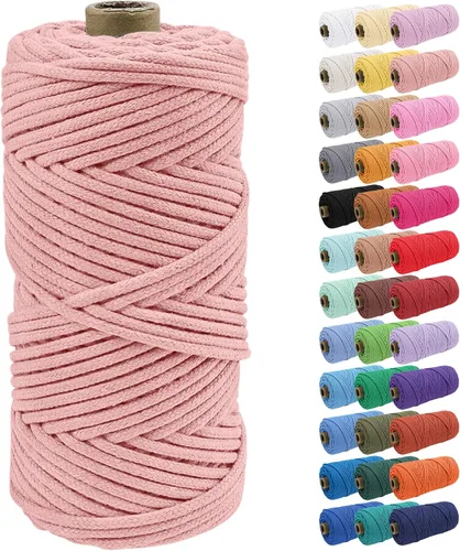 Vista 12 de JeogYong Cuerda de macramé de 0.157 in x 109 yardas, cuerda trenzada de algodón natural, cuerda de macramé para bolsas de ganchillo, colgar