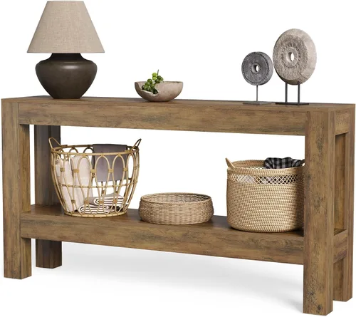 Vista 8 de LITTLE TREE - Mesa de consola de 63 pulgadas en negro para entrada, mesa estrecha y larga de madera para sala de estar, pasillo, sofá, entrada