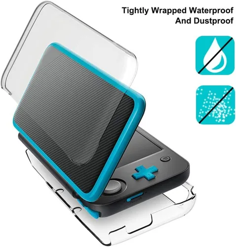Vista 2 de Hard Case Compatible New 2DS XL with 2 Packs Screen Protector, AFUNTA Anti-Scratch Crystal Clear Case, with 4 Pcs Tempered Glass Protective Films