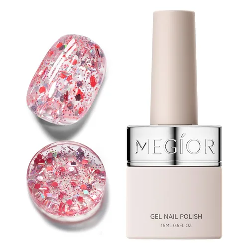 Vista 98 de MEGIOR Esmalte de uñas de gel libre de TPO, 0.5 onzas líquidas, base de gel transparente para remojar la lámpara de uñas LED, capa base de larga