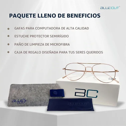 Vista 5 de Blue Light Blocking Glasses – Anti-Fatigue Computer Glasses Prevent Eye Strain Vintage Mettal Gaming Glasses Dorado