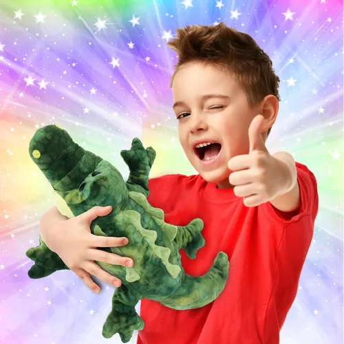Vista 2 de DolliBu - Animal de peluche de cocodrilo, suave cocodrilo verde, adorable juguete de peluche de cocodrilo para jugar, lindo regalo de vida salvaje