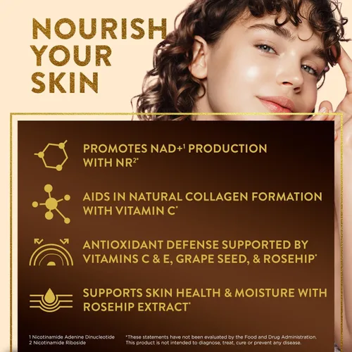 Vista 2 de Swisse Plus NAD+ Beauty Restore Ingredientes clínicamente probados Suplemento NAD+ para hombres y mujeres Apoya la formación de colágeno