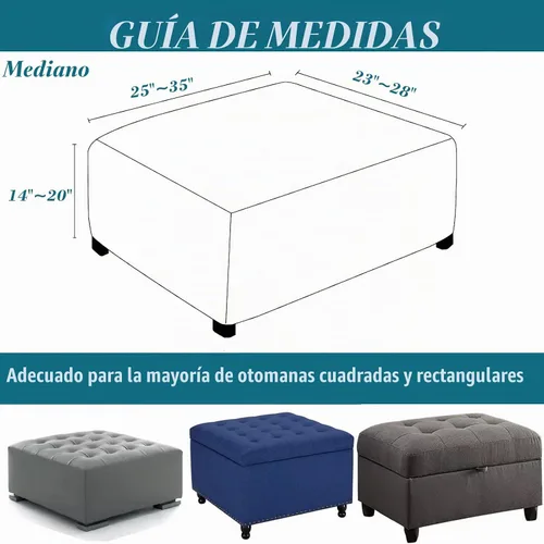 Vista 6 de HFCNMY Funda Otomana Cuadrada, Funda Otomana Elástica de Mezcla de Poliéster Gruesa Cuadrada Lavable, Funda de Almacenamiento Otomana con Parte Beige