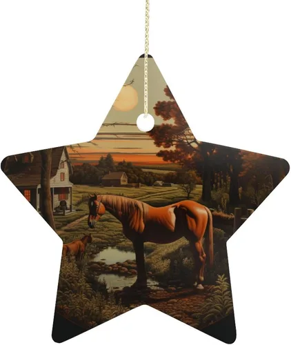 Vista 14 de Adorno de vacas en gafas de sol de porcelana de doble cara de 3 pulgadas, casa de campo, árbol de Navidad, accesorios para colgar, adorno de regalo
