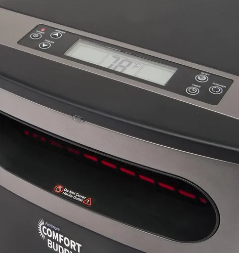 Vista 4 de Comfort Buddy, calentador de espacio de AirNmore, factor de forma pequeño único para áreas pequeñas, controles en la parte superior más control